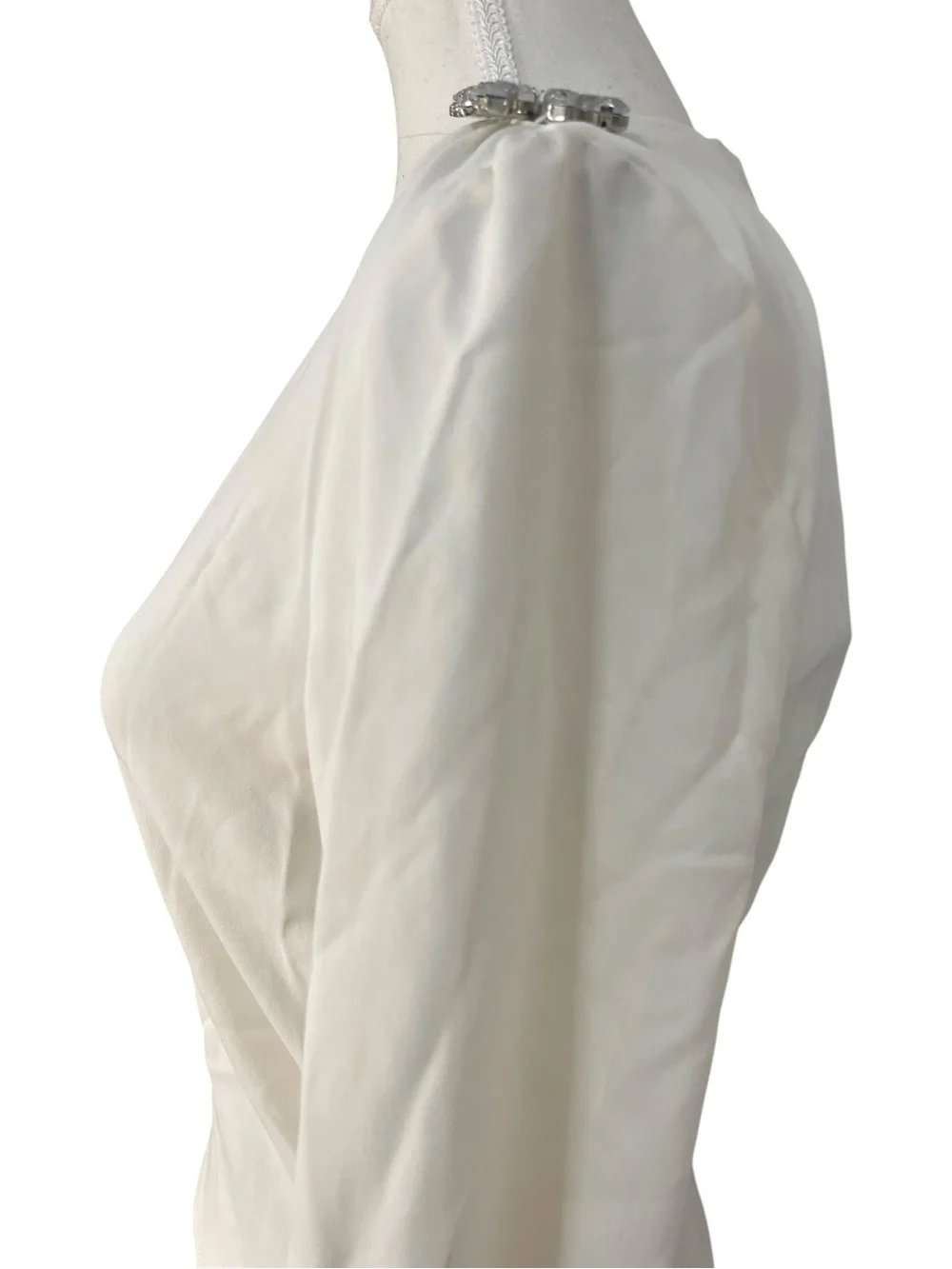 Zara Rhinestone on Shoulder Blouse Oyster White - Picture 6 of 16